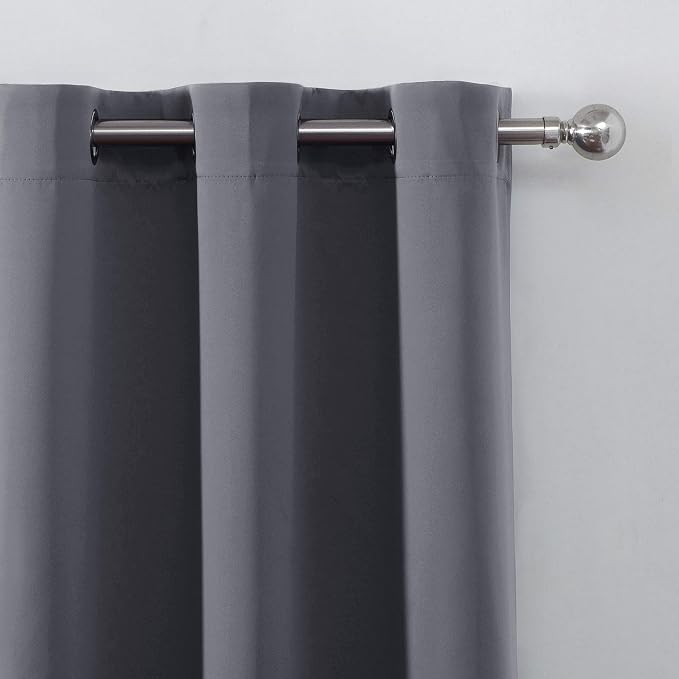 Blackout Curtains 42 x 95 inch/Dark Grey Curtains Set of 2 Panels/Thermal - Image 7