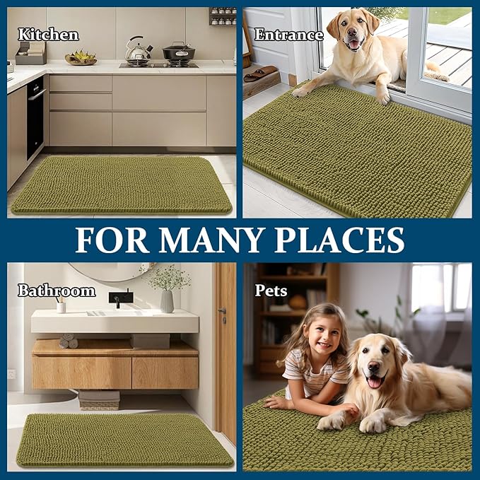OLANLY Dog Door Mat for Muddy Paws 35x24, Super Absorbent Chenille Mud Mat | - Image 8