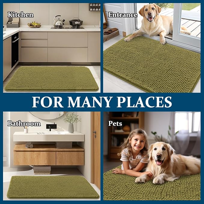 OLANLY Dog Door Mat for Muddy Paws 30x17, Super Absorbent Chenille Mud Mat | - Image 8