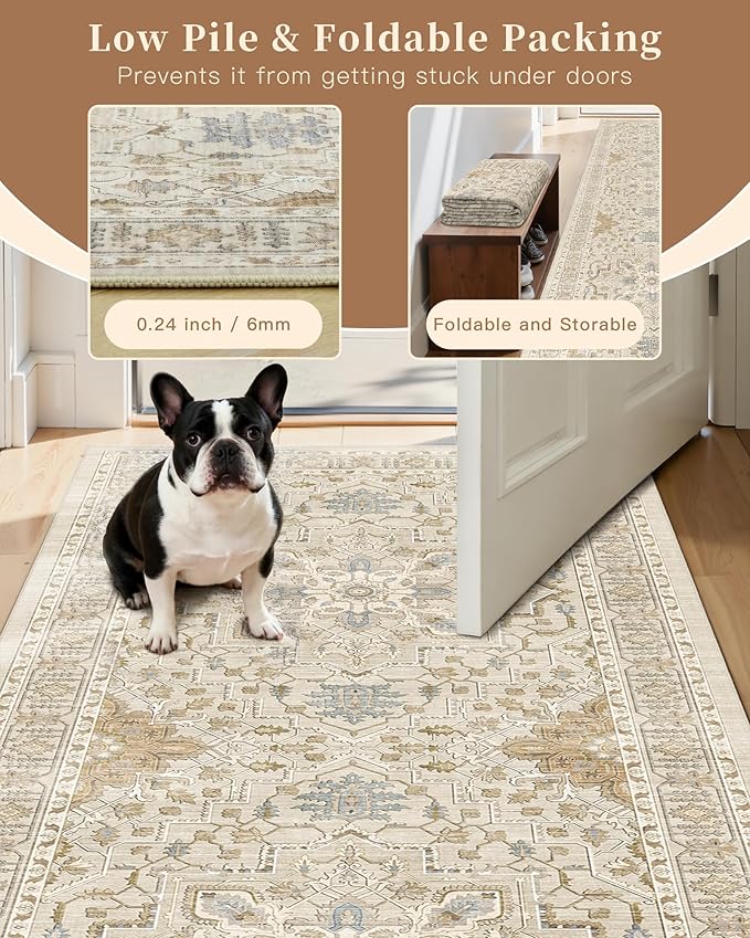 Madane Hallway Runner Rug 2'6''x10' Kitchen Runners Vintage, Soft Low Pile - Image 6