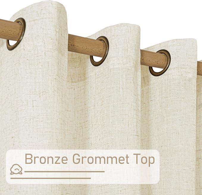 30 Inch Cafe Linen Curtains for Small Window, Cream Ivory Semi Sheer Light - Image 2