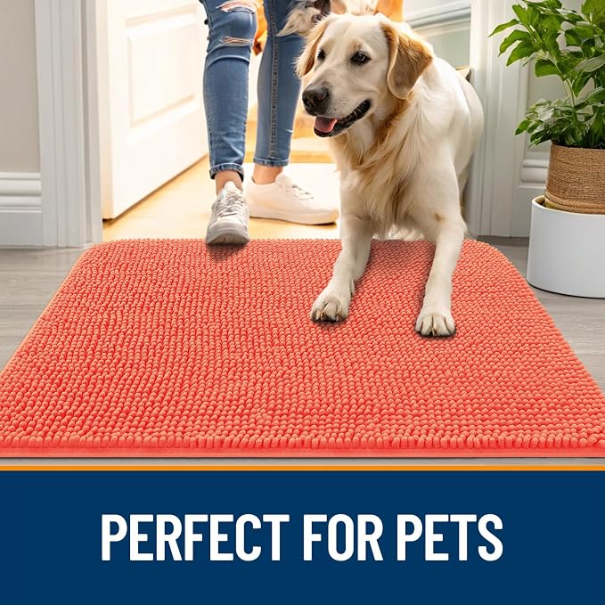 OLANLY Dog Door Mat for Muddy Paws 34x21, Super Absorbent Chenille Mud Mat | - Image 6