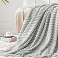 BEDELITE 3D Ribbed Light Grey Fleece Throw Blanket by BEDELITE