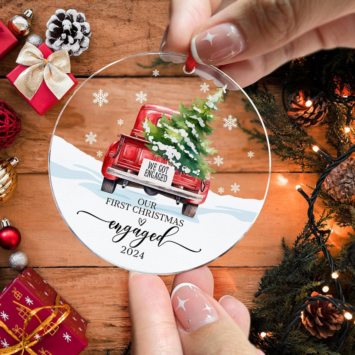 Our First Christmas in Our New Apartment 2025 Xmas Ceramic Ornament - Apartment Decor House Warming Gifts 1st Apartment Christmas Ornament (Engaged Ornament 2)