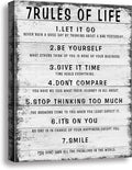7 Rules of Life Wall Art Motivational Inspirational Poster Printed on Canvas Wall Decor for Living Room or Office Size11.5 x 15 Inch - Framed Canvas Prints For Bedroom or Home Art Decoration Positive