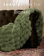 Ultra Soft Cozy Faux Fur Throw Blanket, Fuzzy Plush Thick Bubble Blanket - Image 2