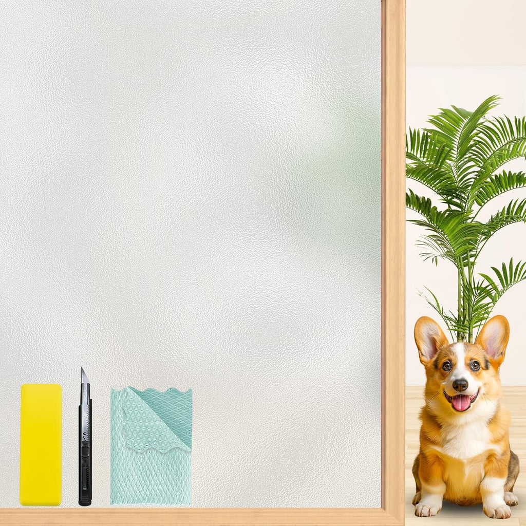 Niviy Frosted Window Film Non-Adhesive Shower Window Covering for Bathroom Office Living Room(17.7" Width by 78.7" Length)