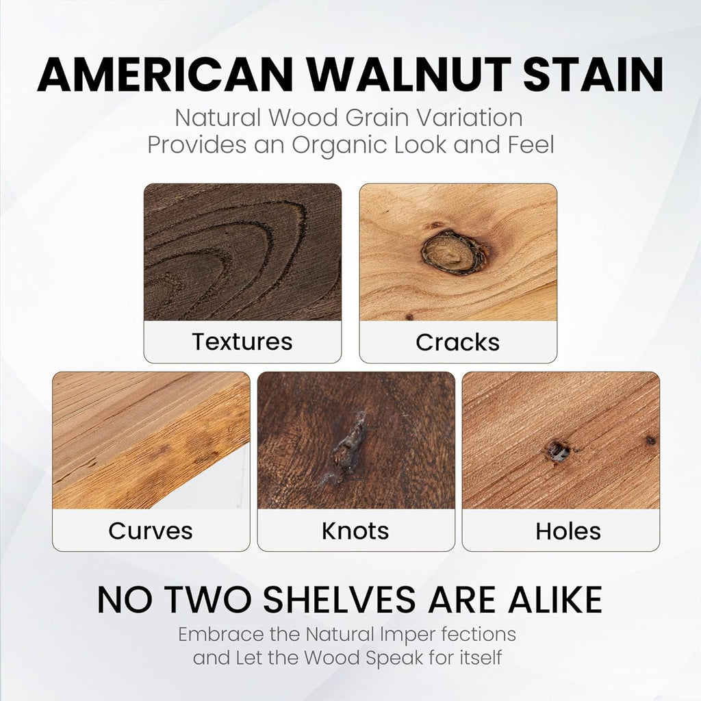 Floating Shelves for Wall, 32" Live Edge Solid Elm Wood Floating Shelf, Wall-Mounted Display Shelves with Invisible Heavy-Duty Metal Bracket, Floating Shelf for Kitchen (Natural, Set of 2)