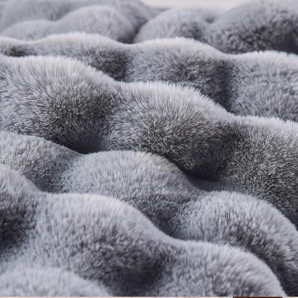 BENVWE Fluffy Faux Fur Throw Blanket for Couch, Soft Plush Thick Cozy Fuzzy Luxury Minky Bubble Blanket for Home Living Room Decor Gift for Women, Light Grey, 63" x 80", 1100GSM