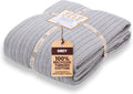 Gold Case Throw Blanket for Bed – 100% Recycled Turkish Cotton Bed Blanket – Decorative Throw Cotton Blankets for Living Room & Bedroom – Woven Twin Blankets - 71x90 - Grey