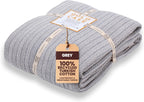 Gold Case Throw Blanket for Bed – 100% Recycled Turkish Cotton Bed Blanket – Decorative Throw Cotton Blankets for Living Room & Bedroom – Woven Twin Blankets - 71x90 - Grey