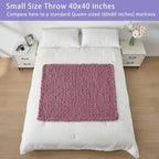 Bigacogo Chunky Knit Throw Blanket for Couch, 40x40 inches, 100% Hand Knitted with Thick Jumbo Chenille Yarn, Cozy Soft Large Rope Knot Cable Crochet Blankets for Sofa Bed Living Room, Burnt Rose