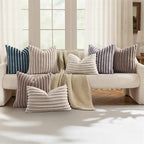decorUhome Fall Faux Fur Throw Pillow Covers 18x18 Set of 2 Tan | Decorative - Image 5