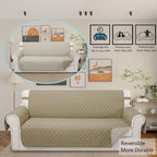 Reversible Oversized Sofa Covers, XL Sofa, Camel/Beige | Couch Cover Furniture - Image 2