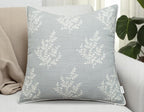 VAGMINE Embroidered Leaves Throw Pillow Cover - 20x20 Inches Square - 100% Cotton Robins Egg Cushion Cover - Textured Embroidery - Chic Coastal Home Accent for Sofa, Lounge, Farmhouse Decor