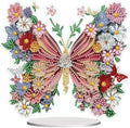 Diamond Painting Kits for Adults Beginners, 5D Full Drill Flowers and Butterflies Crystal Art Desktop Ornament, DIY Single Sided Home Office Desk Decor, Creative Craft Gift Set with Tools