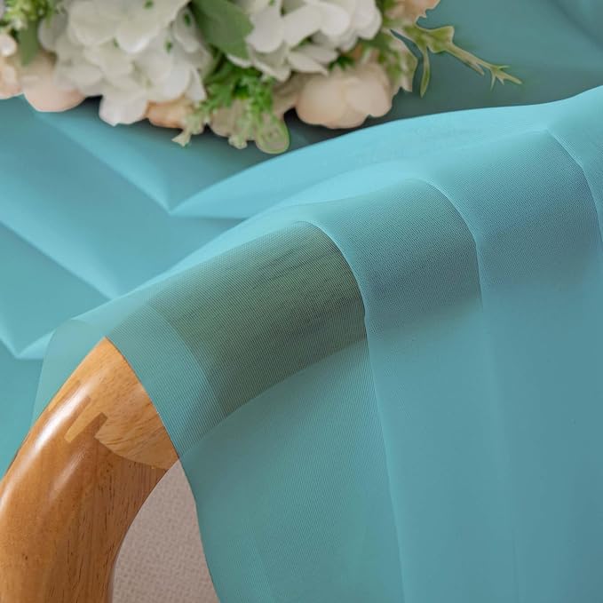 Chyhomenyc Sheer Aqua Tier Curtains 24 Inch Length Set, Small Window Kitchen - Image 9