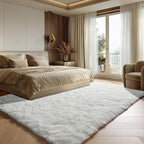 Cream White Rugs for Living Room Bedroom, 5x8 Fluffy Bedside Area Rug, Soft - Image 5