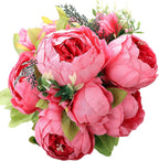 Duovlo Springs Flowers Artificial Silk Peony Bouquets Wedding Home Decoration,Pack of 1 (Spring Pink)
