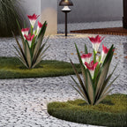 Homight Metal Agave Plant Outdoor Decoration Outdoor Garden Decoration Lily Mexican Yard Art Plant Garden Agave Lily Decorative Garden Gift (3 Big Red Lilies), HM-390-345