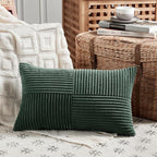 Fancy Homi Set of 2 Dark Green Lumbar Decorative Throw Pillow Covers 16x28 Inch - Image 2