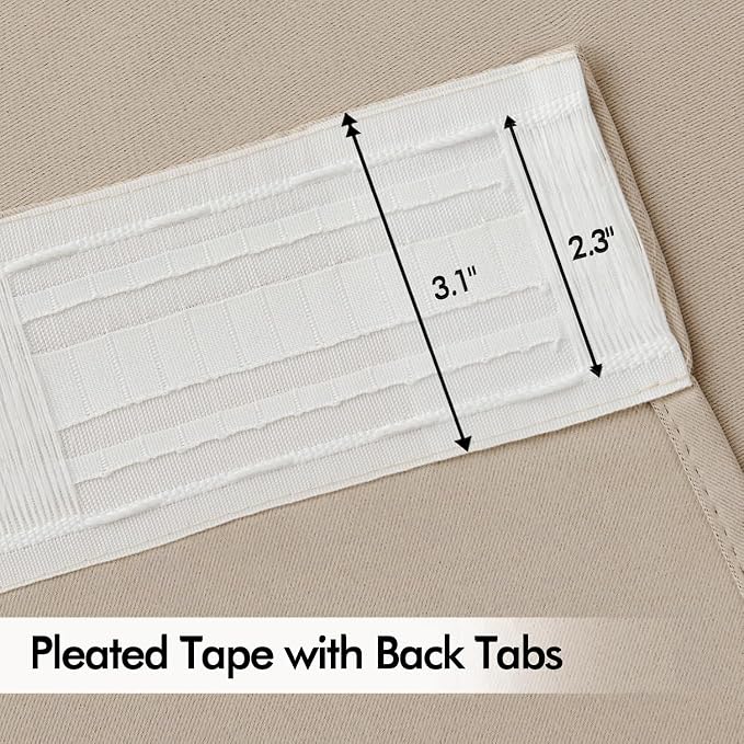 MIULEE Taupe Back Tab Blackout Curtains 52x96 Inch Long 2 Panels Set | Rod - Image 4