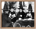 Poster Master Classic Photograph Poster - Vintage Halloween Print - Gift for Artist, Friend - Witches Tea Party, Old Women Smiling, Wearing Robes - Wall Decor for Living Room, 16x20 Beige Framed