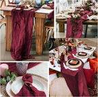 Burgundy 20 Pack Cheesecloth Table Runner 10FT Rustic Gauze Cheese Cloth Table Runner for Wedding Bridal Baby Shower Table Decor 20 x 120 Inch Long Boho Fabric Sheer Birthday Party Table Decorations