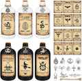 Uiifan 31 Pcs Halloween Potion Bottles Set Including Glass Apothecary Bottles with Cork Stickers and Pendants Halloween Decorations Indoor Party Supplies(White, Black,16 oz)