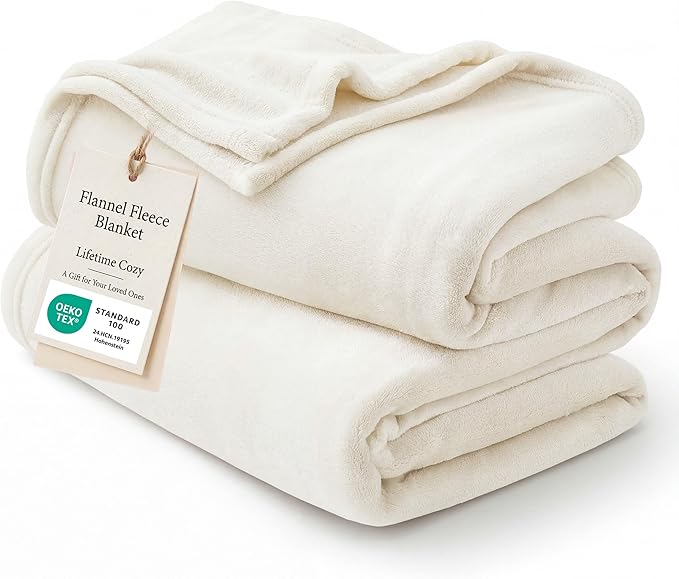 Bedsure GentleSoft Fleece Throw XL Blanket Cream by Unknown