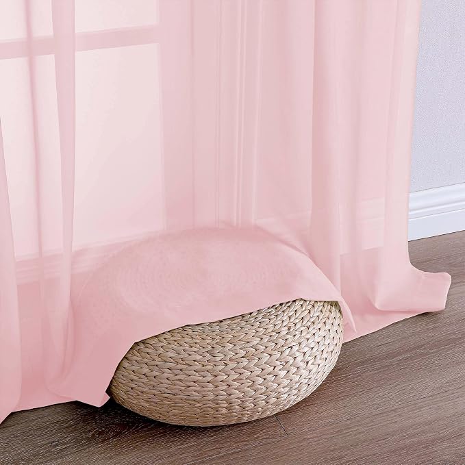 Blush Pink Sheer Curtains 84 Inches Long 2 Panels Set, Light Filtering Sheer - Image 6