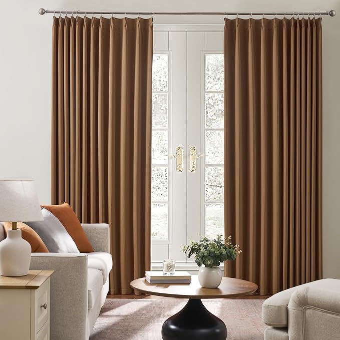 Cappuccino Brown Curtains 40x72 Inches Long 2 Panels Set, Pinch Pleated Thermal - Image 4