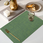 Vinyl Placemats Set of 4, PVC Woven Washable Non-Slip Table Mats, Heat Resistant Wrinkle Free Place Mats for Dining Table, Easy to Clean (4, Green)
