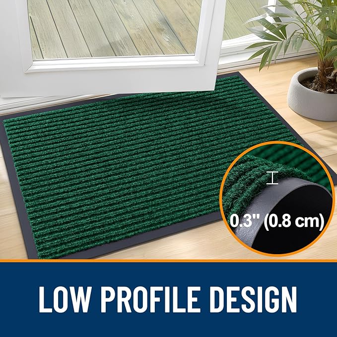 OLANLY 2-Pack Front Door Mats 35x23, Waterproof Heavy-Duty Doormats | Green - Image 4