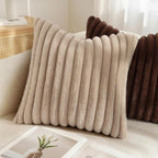 decorUhome Fall Faux Fur Throw Pillow Covers 16x16 Set of 2 Dark Brown | - Image 6