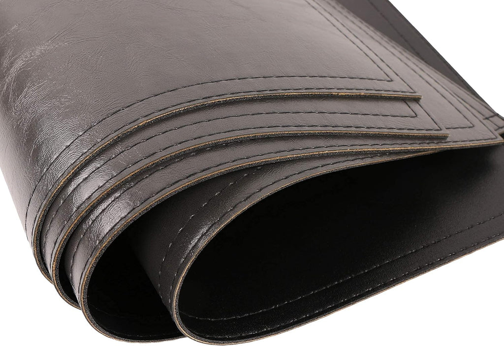 Waterproof PU Placemats, Faux Leather Dinging Table Mat, Set of 4, Easy to Wipe Off Scrub Vinyl Mat, Heat & Stain Resistant for Office Conference Table, Home Decor G Graphite Grey