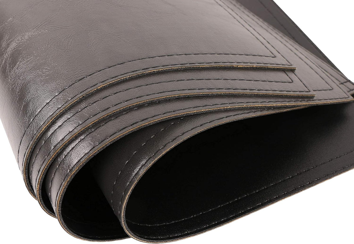 Waterproof PU Placemats, Faux Leather Dinging Table Mat, Set of 4, Easy to Wipe Off Scrub Vinyl Mat, Heat & Stain Resistant for Office Conference Table, Home Decor G Graphite Grey