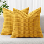 MIULEE Decorative Throw Pillow Covers 20x20 Mustard Yellow Pack of 2 | Soft by MIULEE