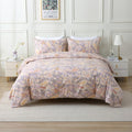 ABREEZE Paisley Bedding Sets 3Pcs Brushed Cotton Duvet Cover Set King Size Rustic Damask Gold Floral Comforter Cover with Zipper Closure Boho Bedding Collections