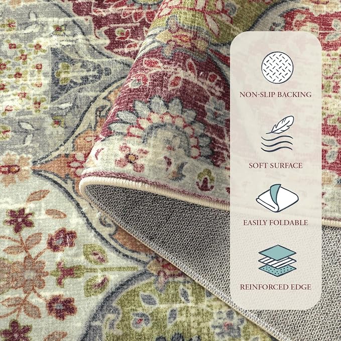 Lahome Moroccan Washable Rugs for Living Room, 4x6 Rug for Bedroom Non-Slip | - Image 7