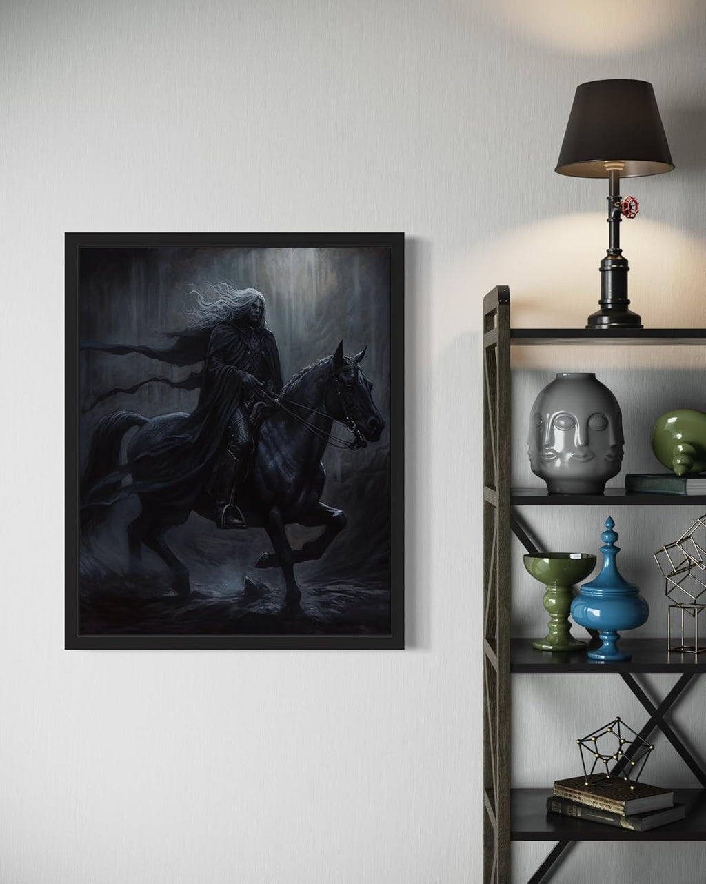 Black Dark Knight Poster Art Print, Halloween Scary Vintage Wall Art Academia Spooky Painting Decoration for Horror Prints, Gothic Posters Bedroom Decor 89 (Black Dark Knight, 16 x 20 inches, Unframed)