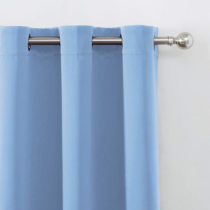 Sky Blue Thermal Blackout Curtains/42 x 95 Inch/Set of 2 Panels Room Darkening - Image 6