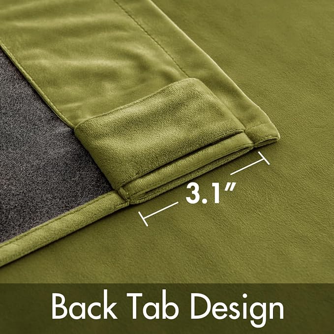 MIULEE Velvet Curtains 52x96 inches 2 Panels Moss Green Blackout Curtains | - Image 3