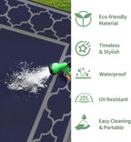 GENIMO 10 'x20 ' Outdoor Rug for Patio Clearance, Waterproof Indoor Outdoor Plastic Straw Rugs Carpet, Reversible Outside Area Rv Mat for Camping, Balcony Porch, Deck, Picnic, Beach (Blue & Grey)