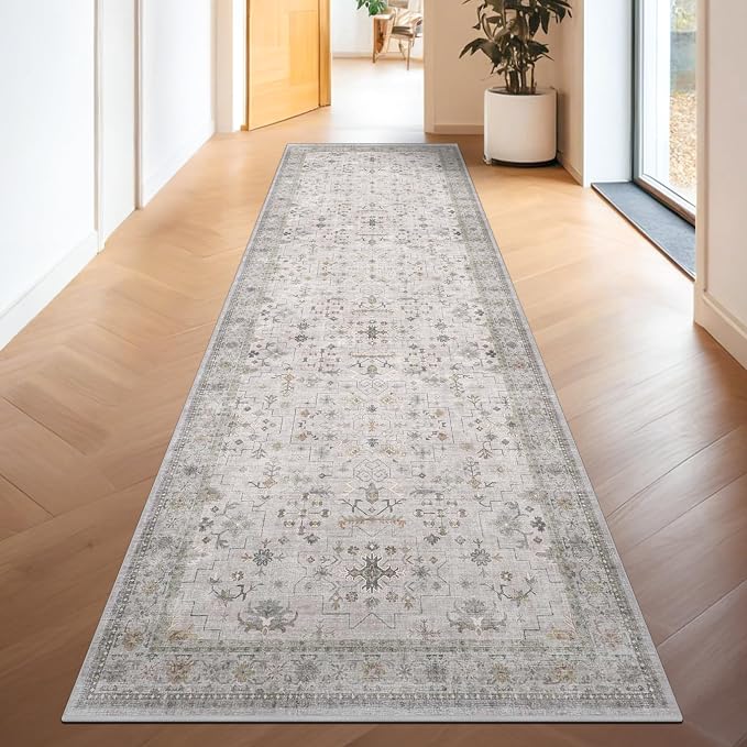 Washable Long Runners for Hallways, 3x8 Low Pile Kitchen Runner Rug, Bohemian by HazoHaus