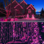 2 Pack 400 LED Solar Pink String Lights Valentine Decor, 8 Modes Solar String Lights for Outside, Waterproof and Solar Powered Outdoor Lights for Valentine Yard Garden Tree Wedding Party (Pink)