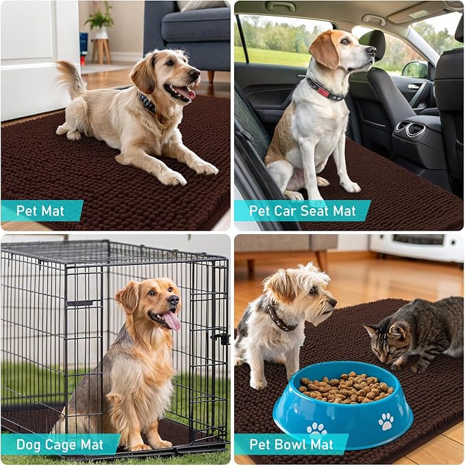 OLANLY Dog Door Mat for Muddy Paws 54x32, Super Absorbent Chenille Mud Mat | - Image 7