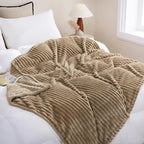 Tan Fleece Throw Blanket 90”×90” by linecooo