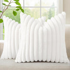 decorUhome Fall Faux Fur Throw Pillow Covers 22x22 Set of 2 White | Decorative by decorUhome