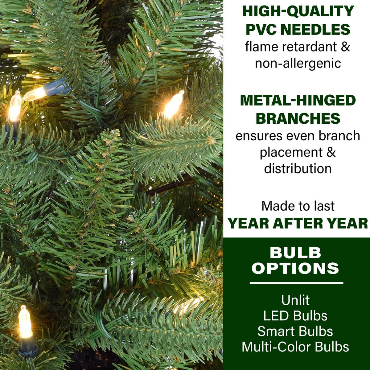 Fraser Hill Farm 9-Ft. Winter Falls Artificial Christmas Tree with Warm White LED Lights and Metal Base, Slim Holiday Tree with 8 Unique Light Functions, Perfect for Small Spaces and Apartments